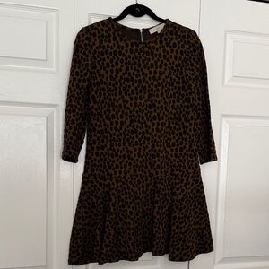 LOFT Brown and Black Long Sleeve Dress